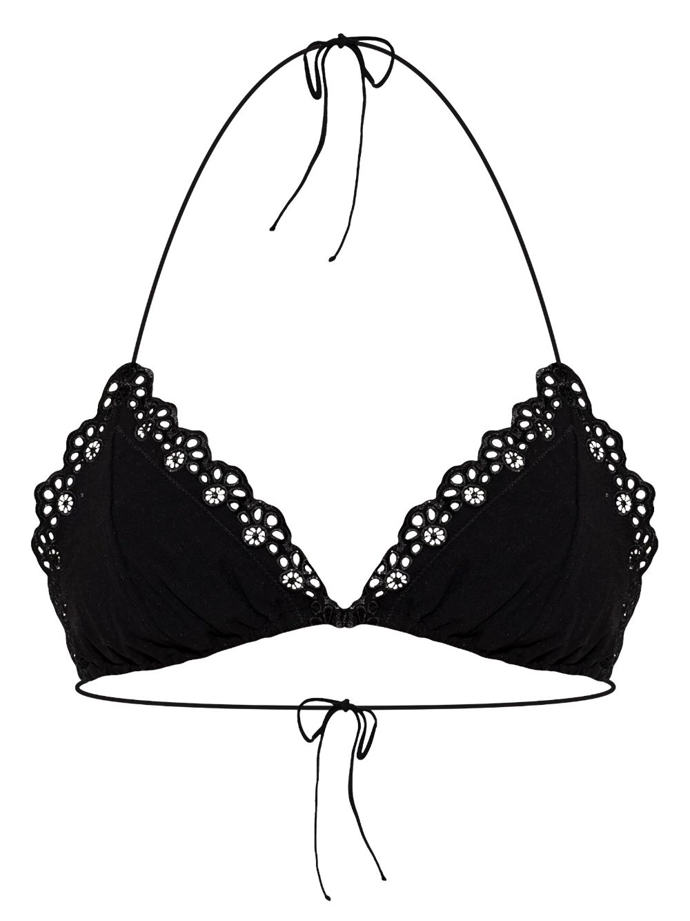 Lace-trim bikini top - Black