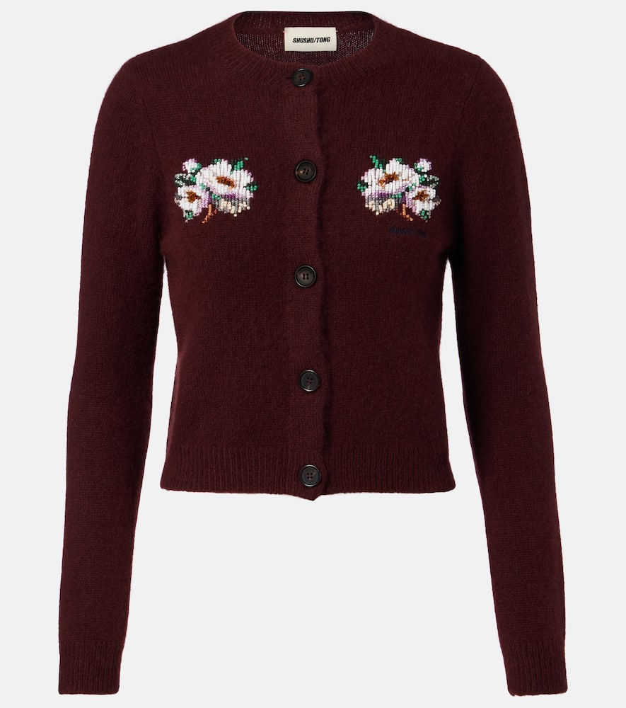 Beaded cashmere and cotton cardigan