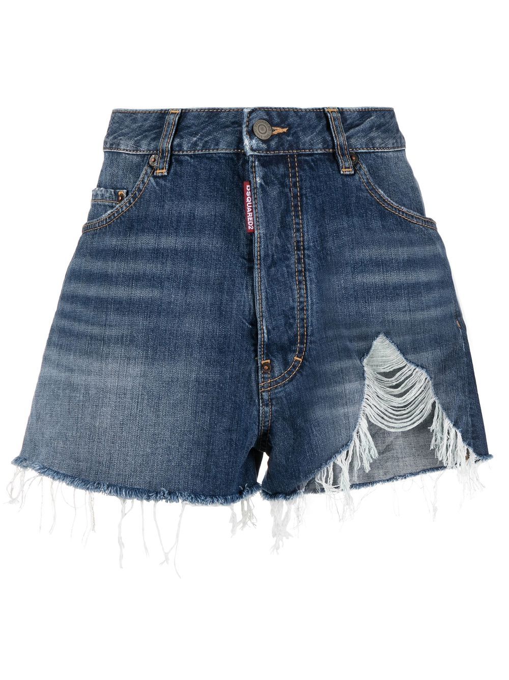 Distressed denim shorts - Blue