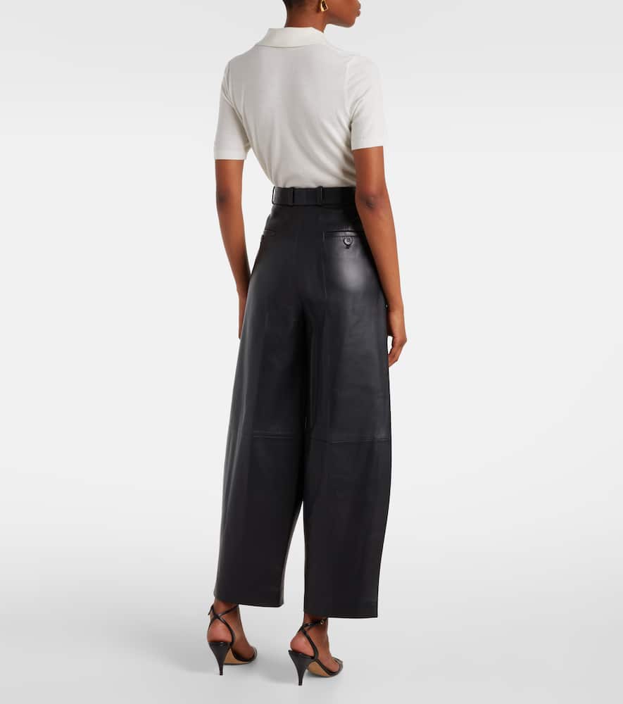 Dash leather barrel-leg pants
