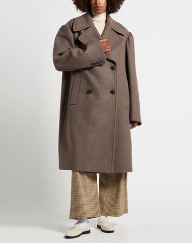 Woman Coat Taupe Size M Wool, Polyamide