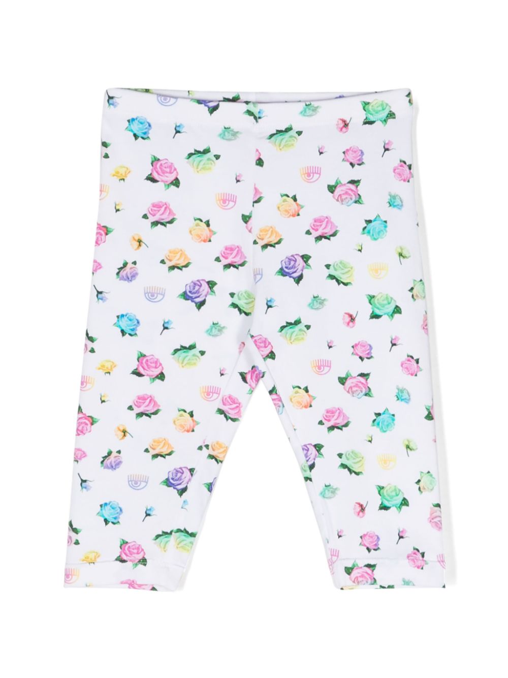 Floral-print stretch-cotton leggings - White
