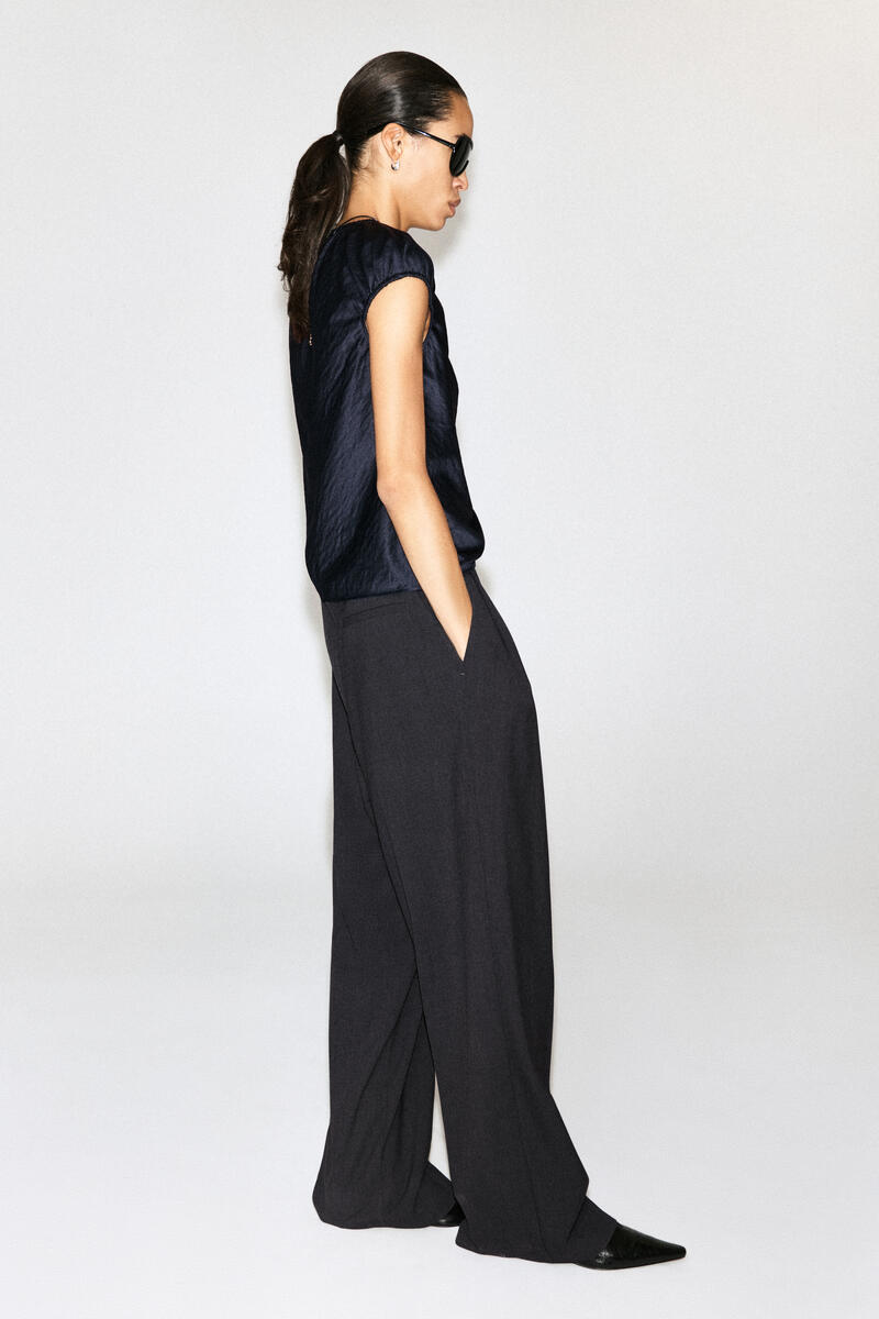Gathered Crinkled-Satin Top