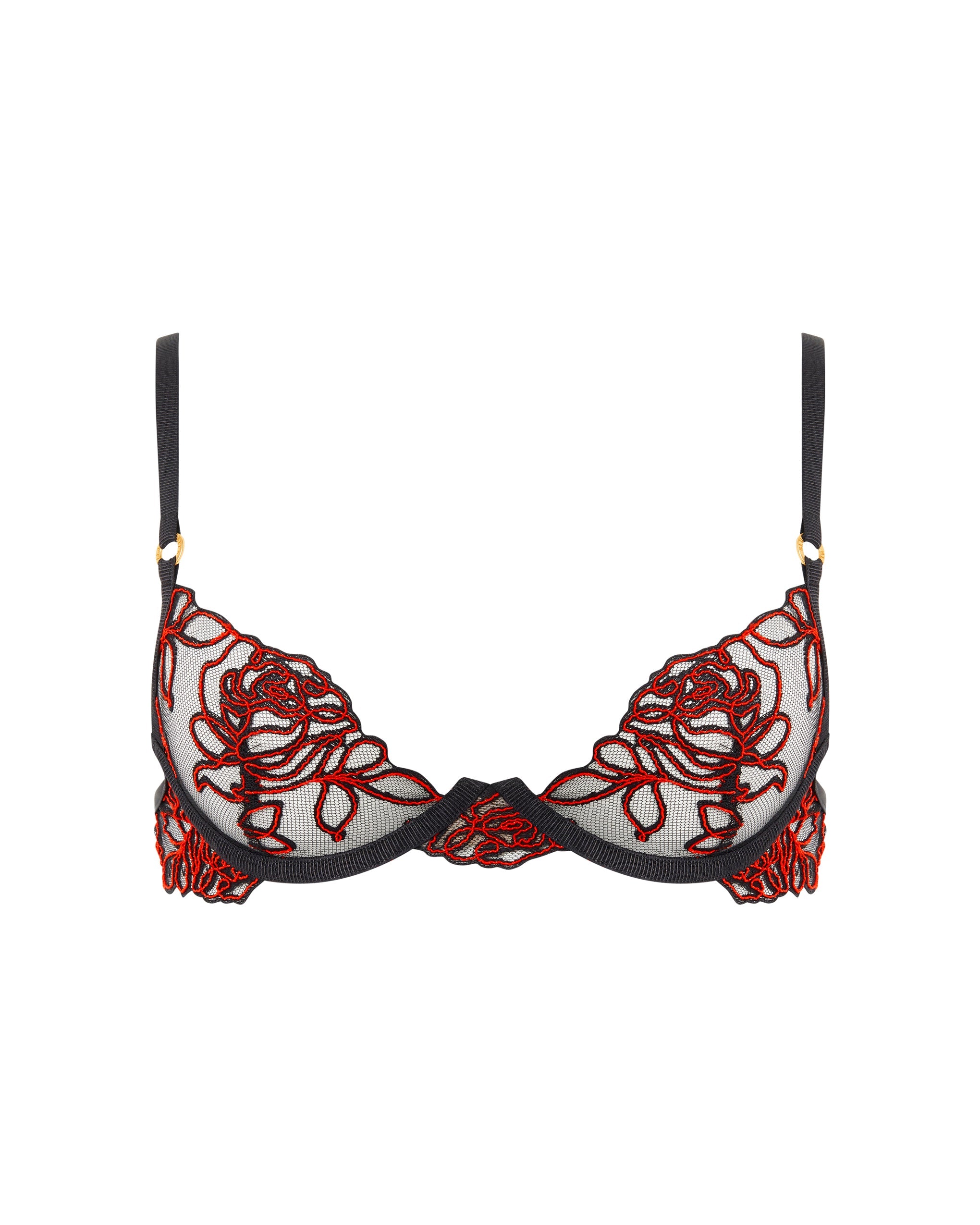 Bluebella Malina Sheer Floral Bra Black/Red