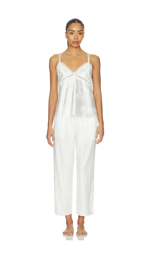 Flora Nikrooz Florence Solid Jacquard Charmeuse Capri Set in Ivory. - S also in XS