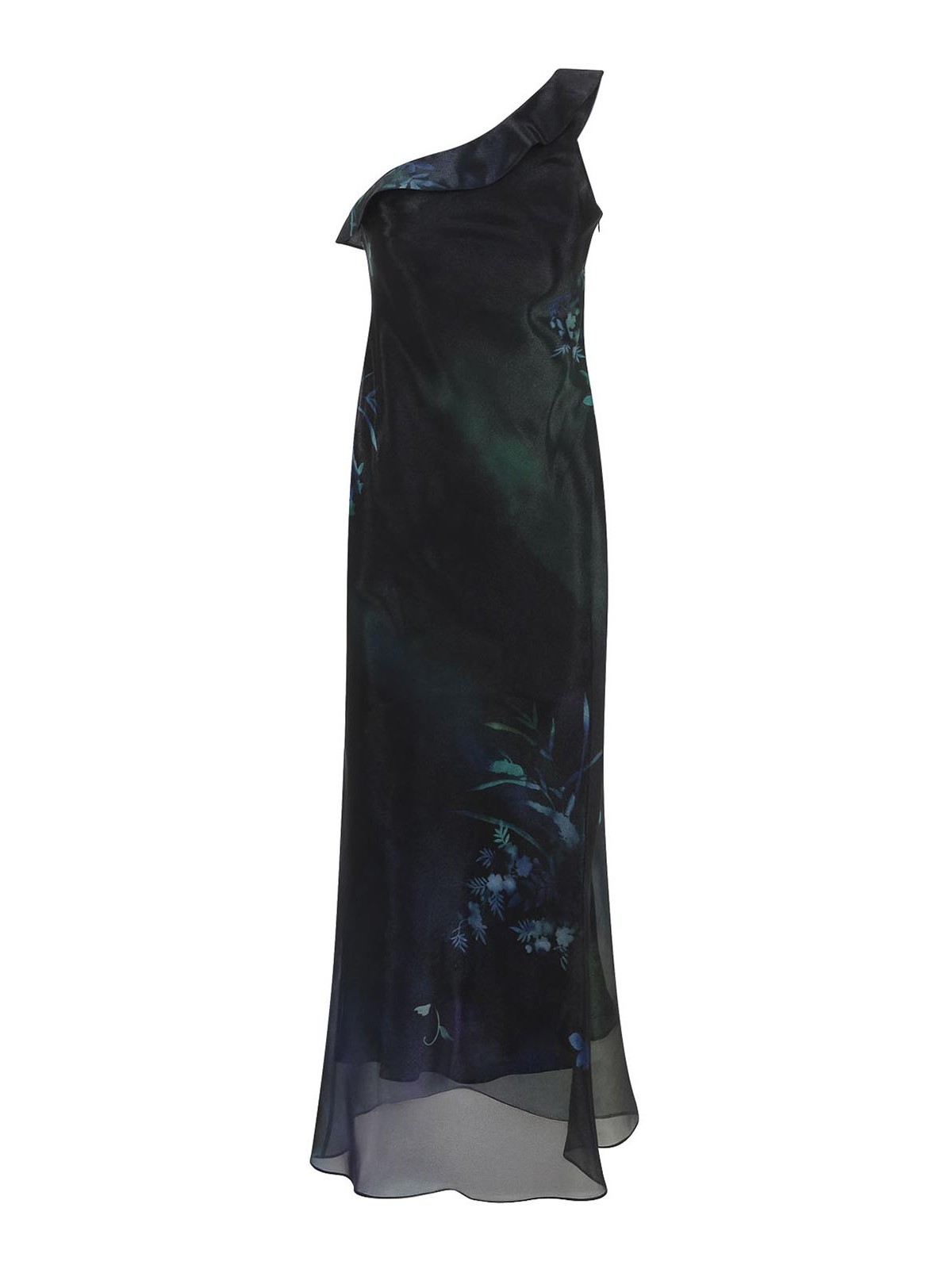 Giorgio Armani - one shoulder maxi dress floral ruffle sheer