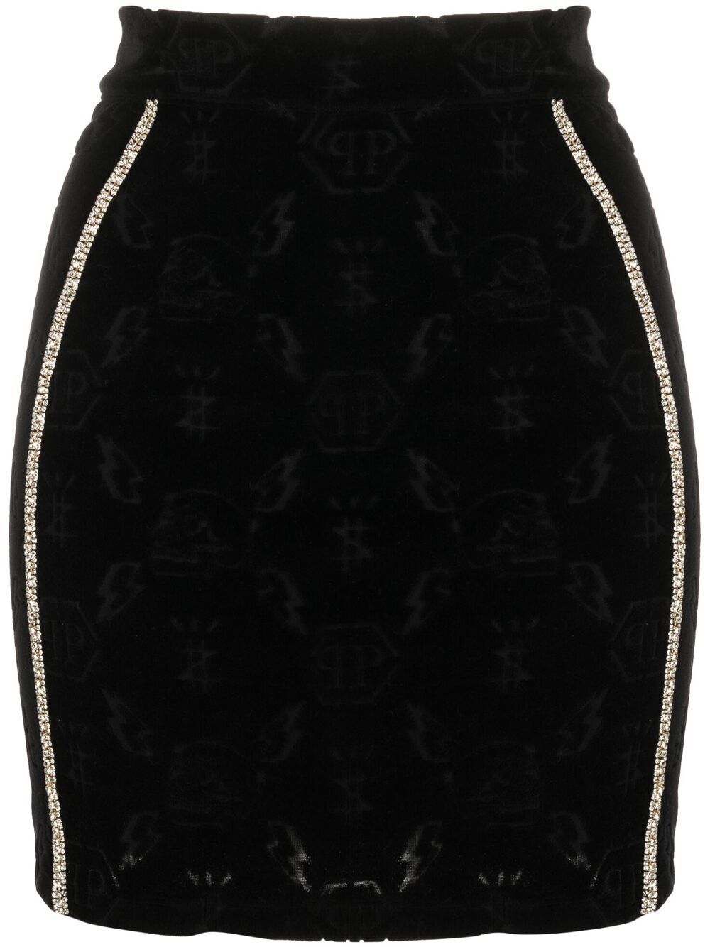 Monogram print fitted skirt - Black