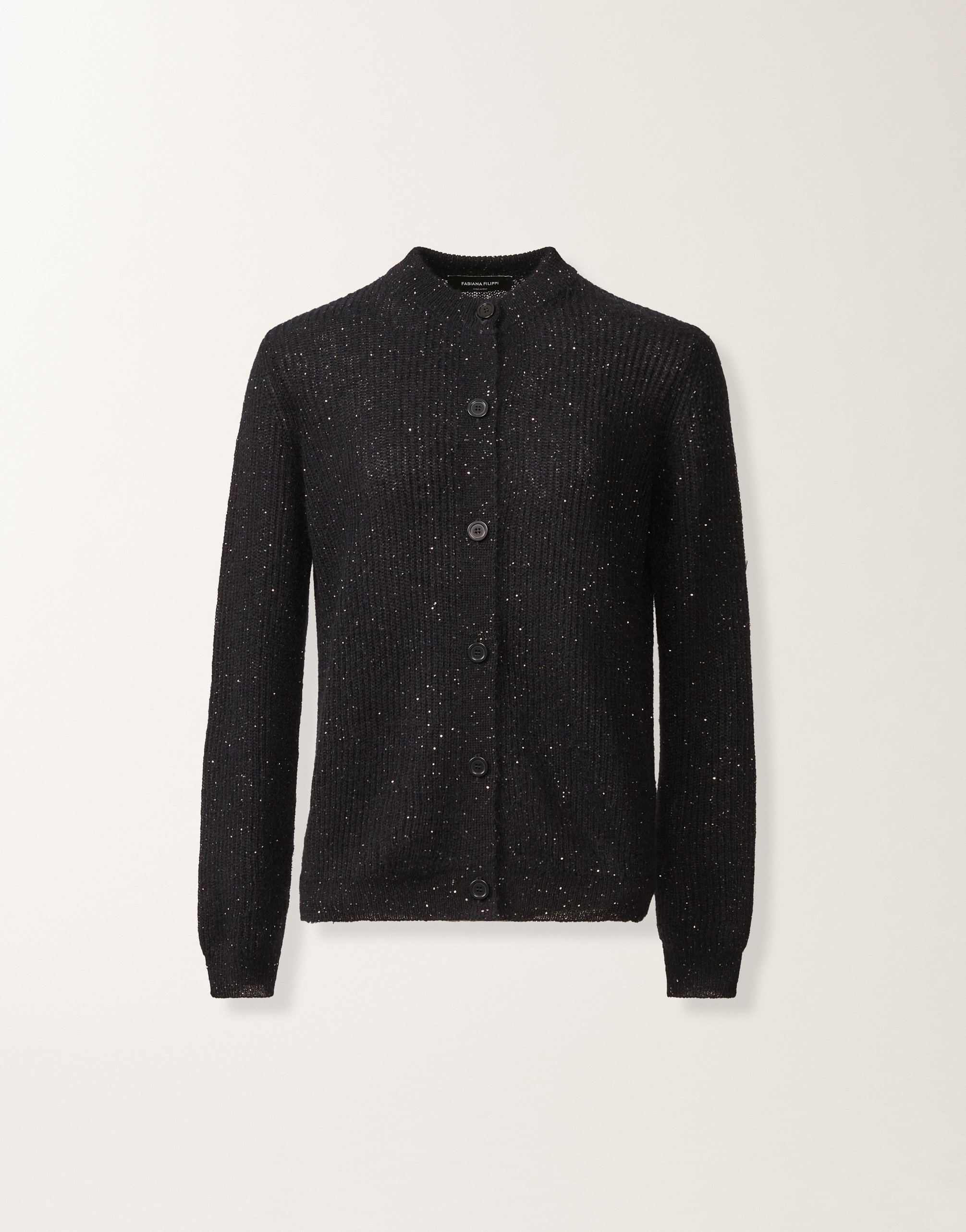 Mohair cardigan with sequins, midnight blue