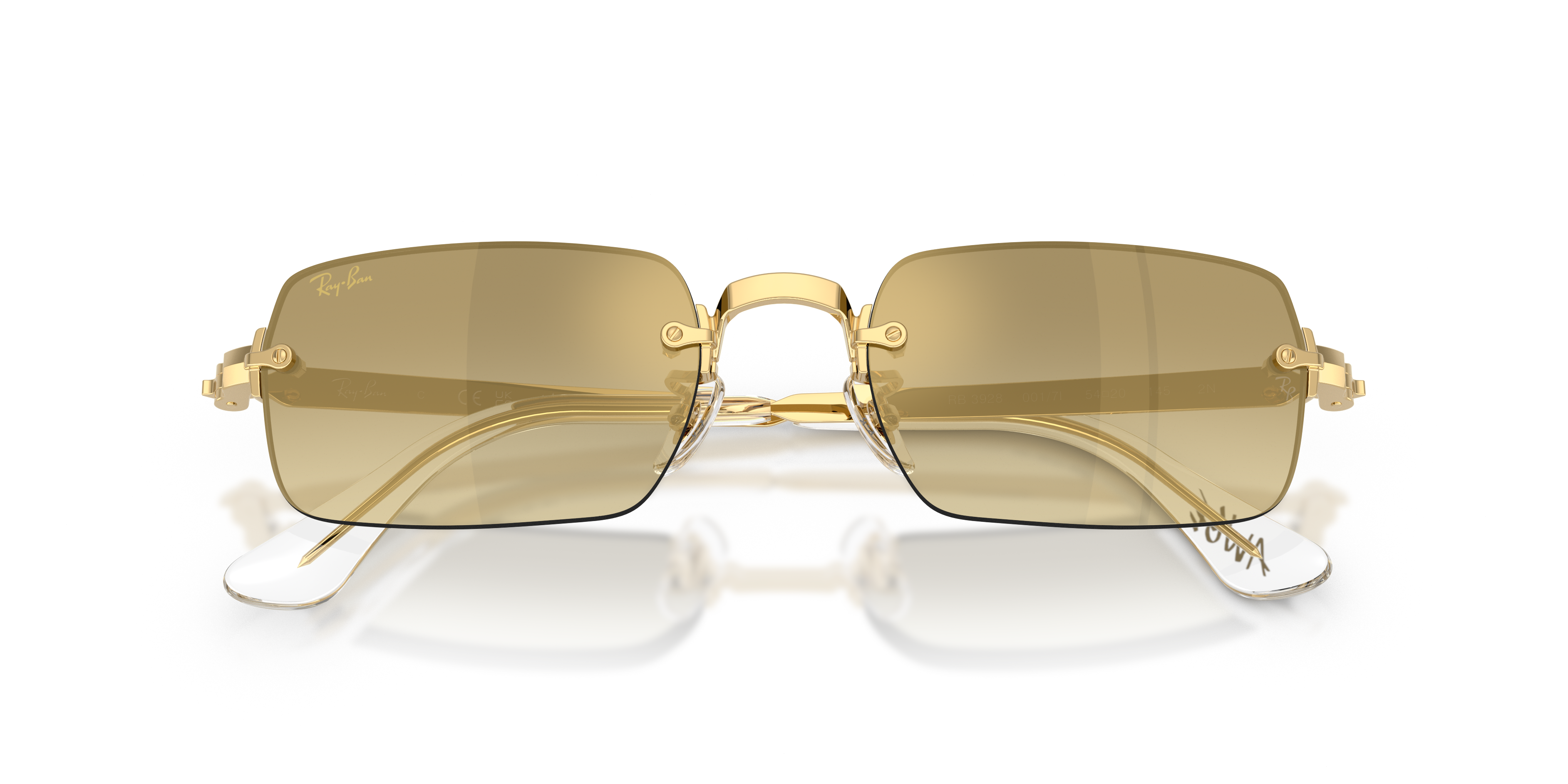 Ray - Ban Unisex Ray - Ban A$AP Rocky RB3928 001/7I Gafas de sol Metal Oro Marrón Redonda Normal Matizado