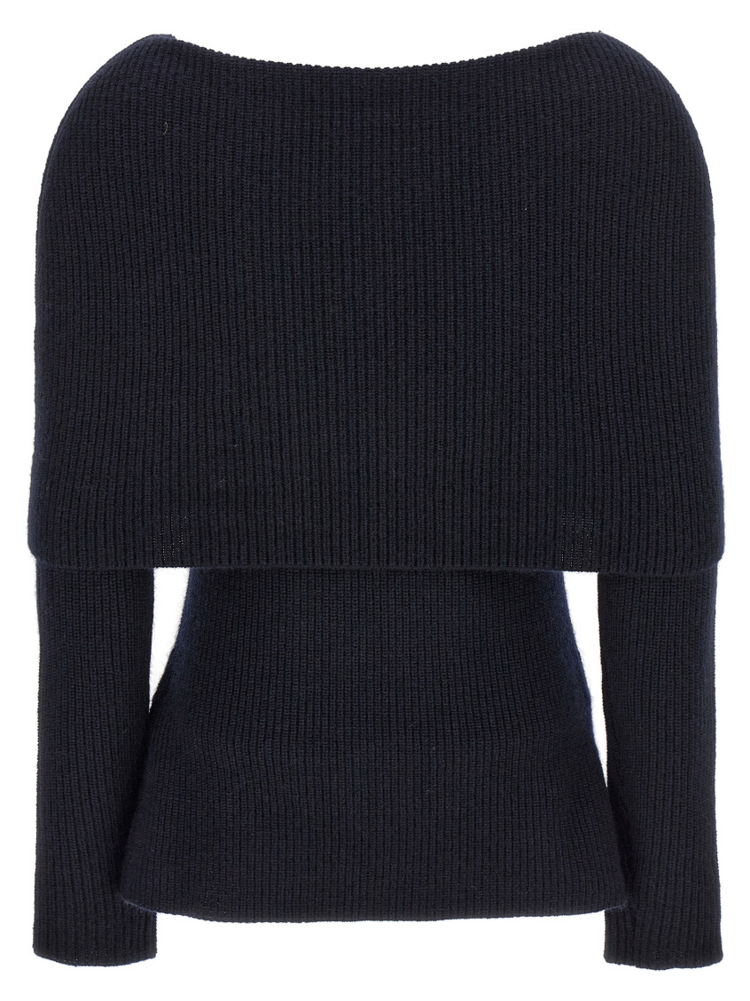 -Soft Neckline Sweater Maglioni Blu-Donna