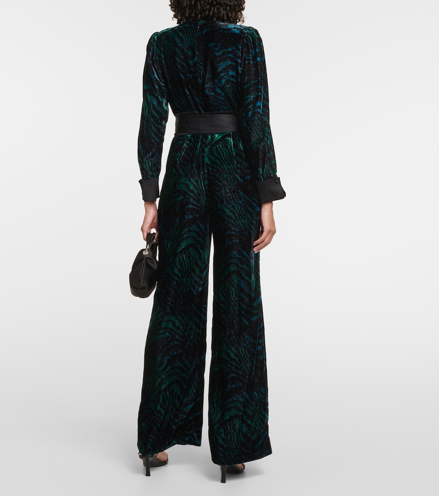 Vegas tiger-print velvet jumpsuit