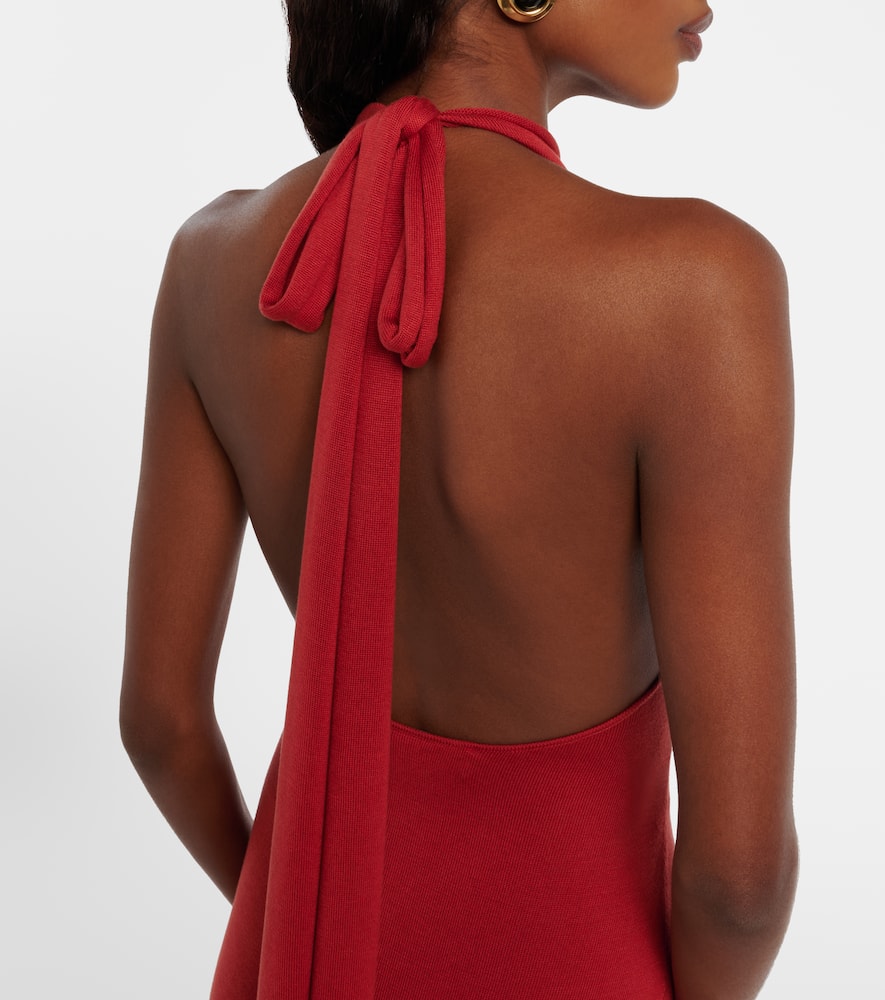 Scarf-detail silk-blend jersey gown