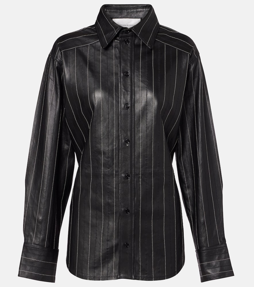 Belted leather jacket