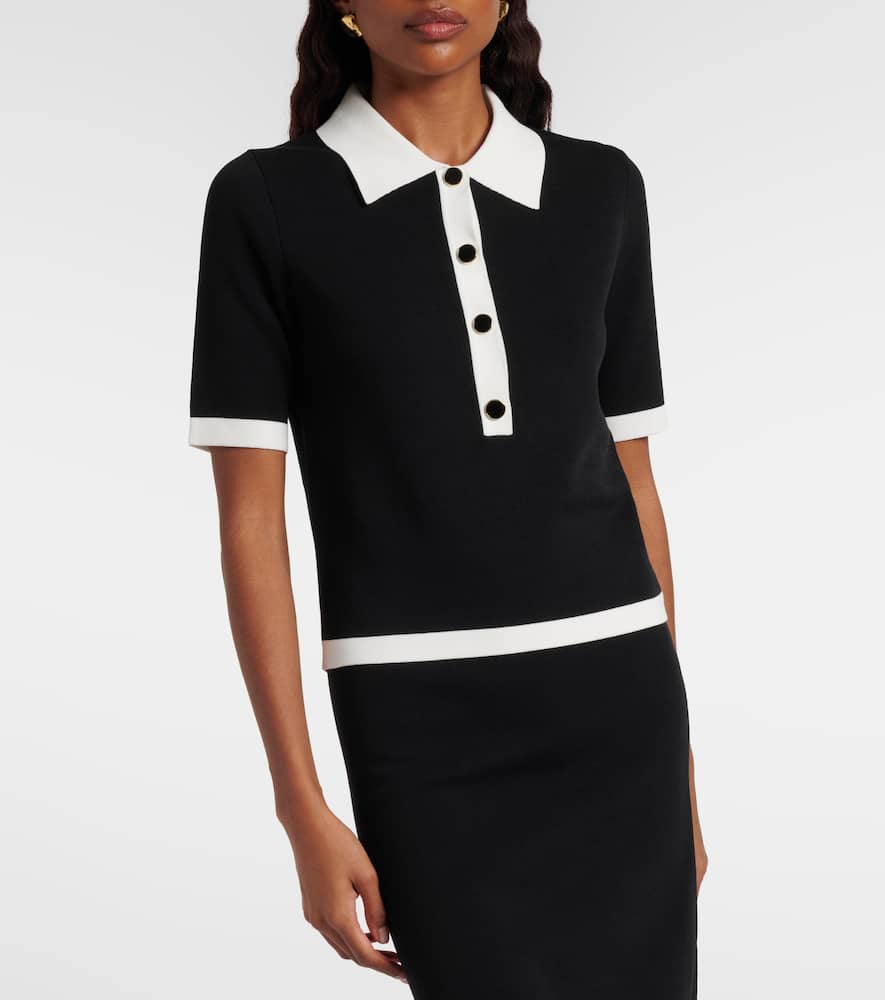 Ribbed-knit polo shirt