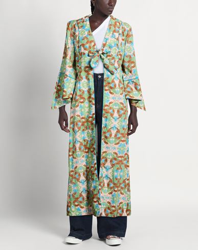 Woman Overcoat & Trench Coat Green Size L Cotton
