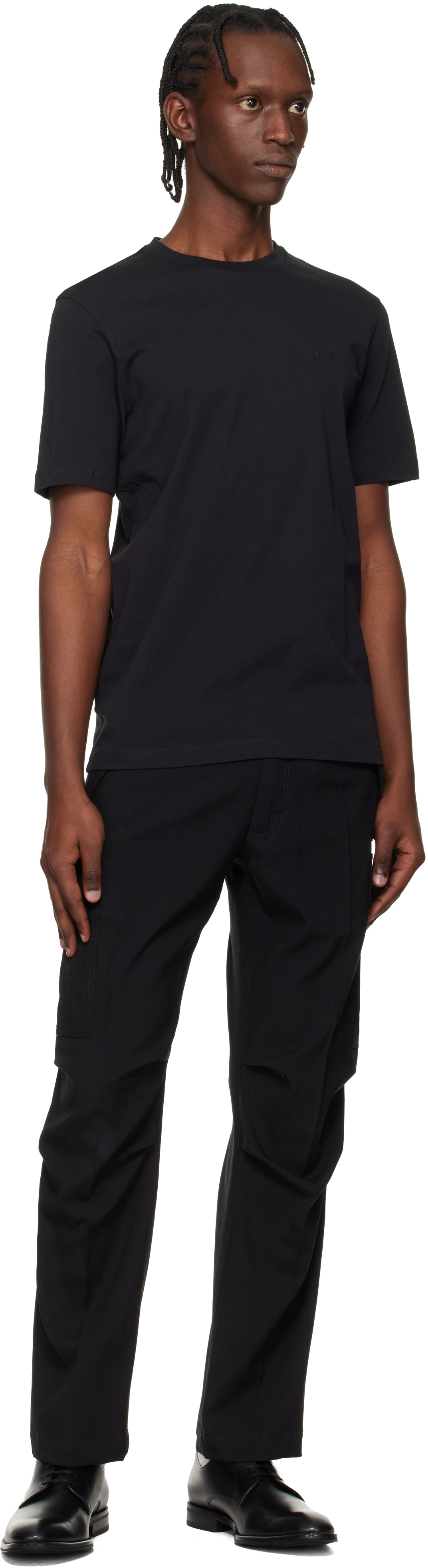 Black Logo Detail Cotton-Jersey T-shirt