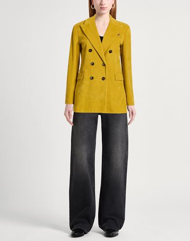 Woman Blazer Mustard Size 8 Cotton, Polyester