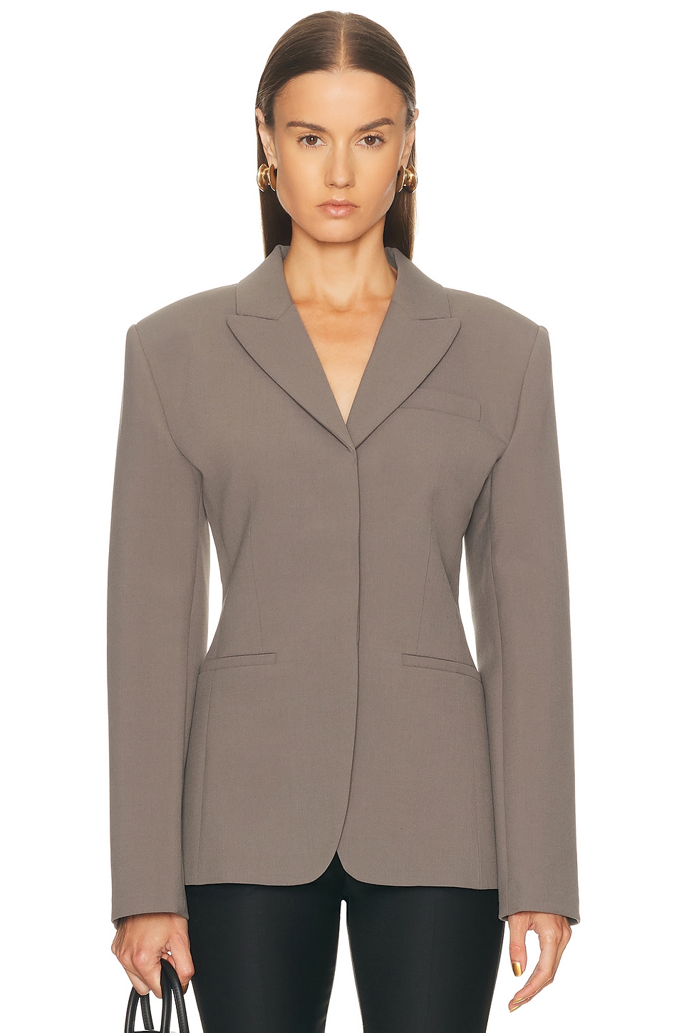 EAVES Keki Cinched Waist Blazer in Dark Grey - Grey. XS also in L, M, S