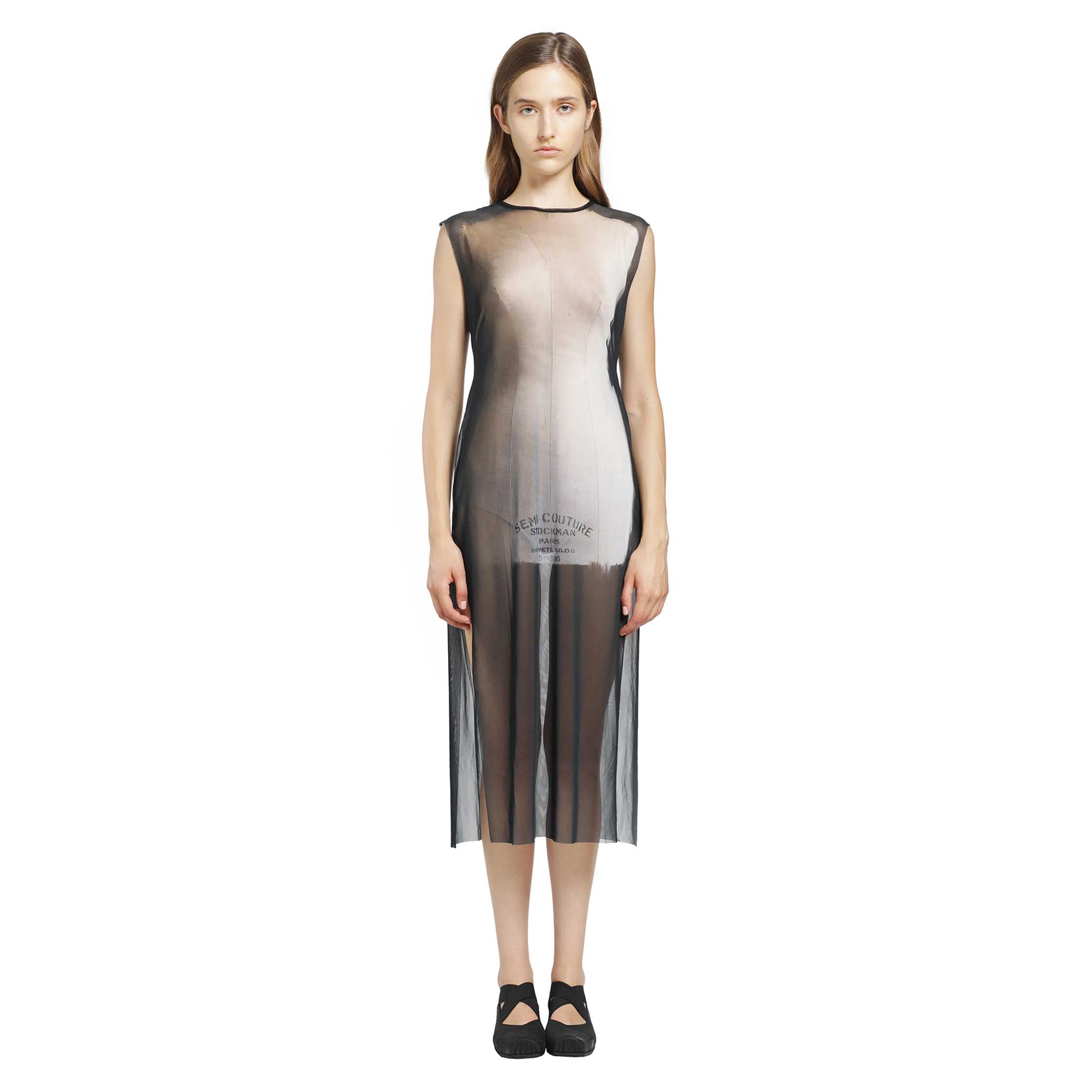 Sheer Semi Couture Dress with Slits