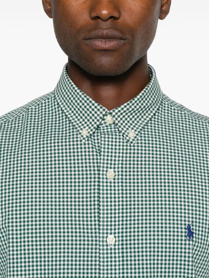 Logo Embroidered Checked Shirt