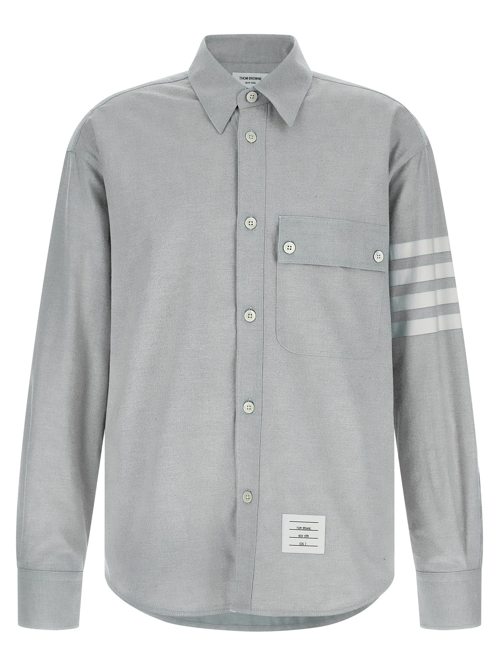 Cotton Flannel with 4BAR Intarsia Shirt — Gray