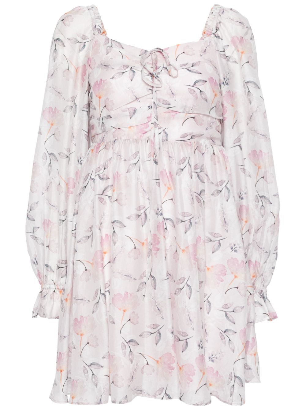 Floral-print pleat-detail midi dress - Pink