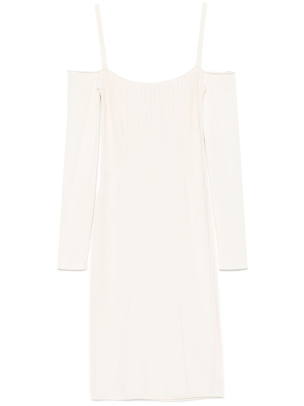 Boning-detail knitted midi dress - Neutrals