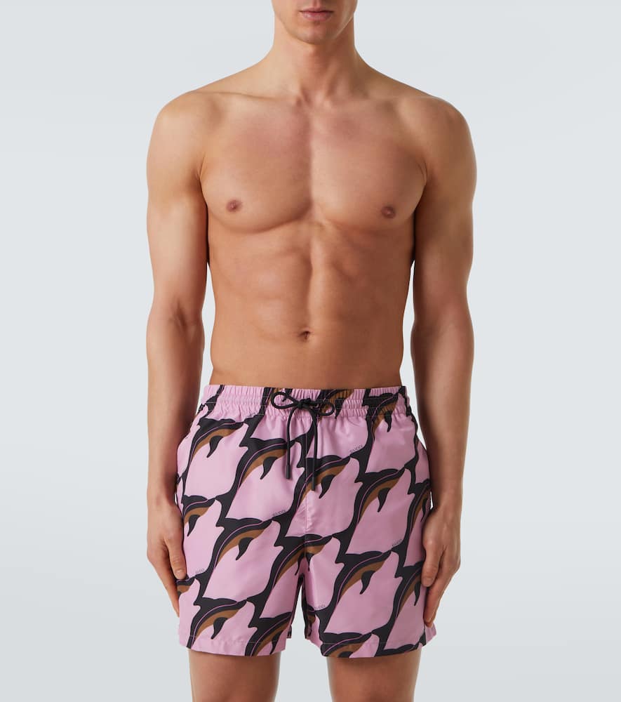 Gucci Printed poplin swim trunks