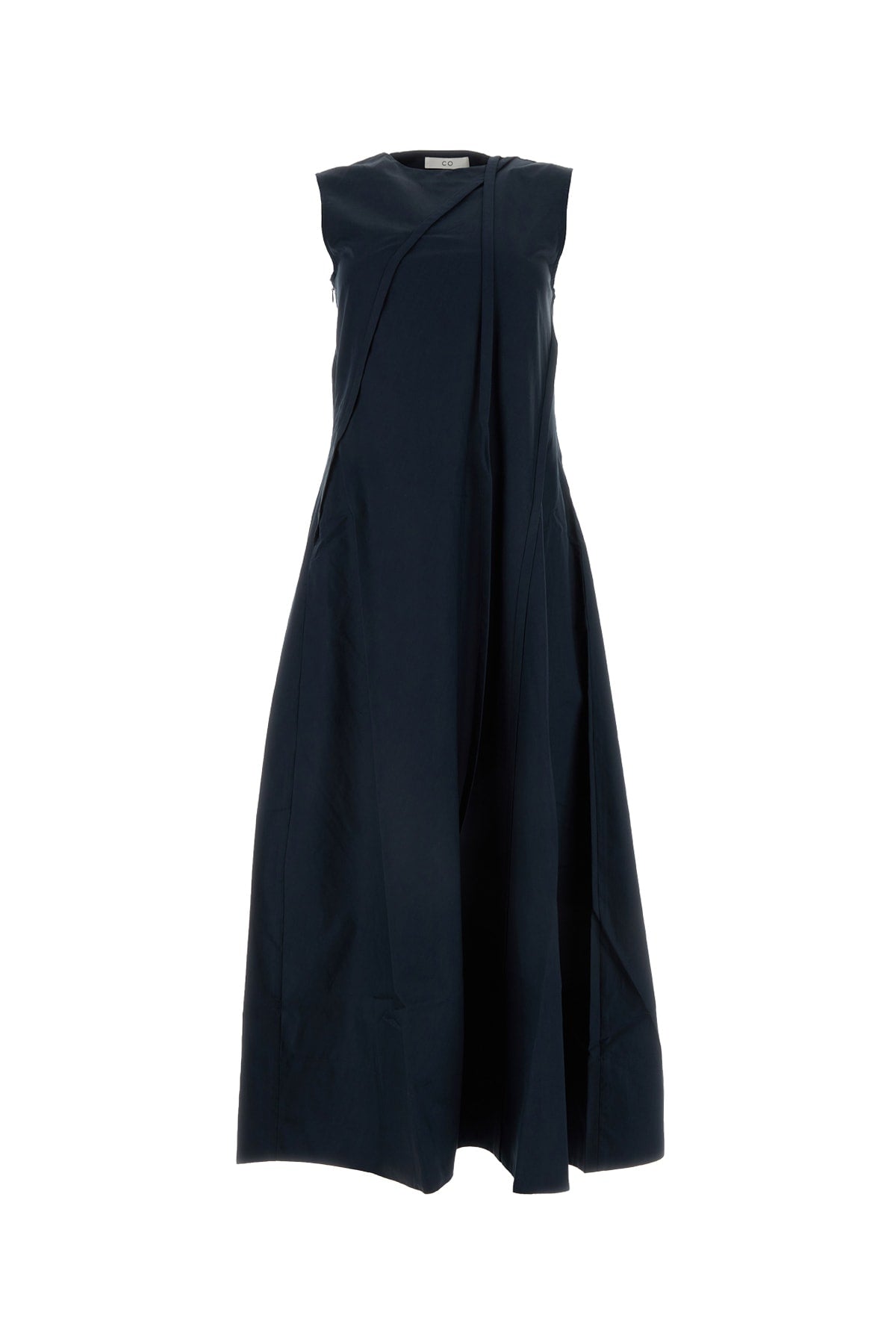 Sleeveless Cotton Blend Dress — Navy