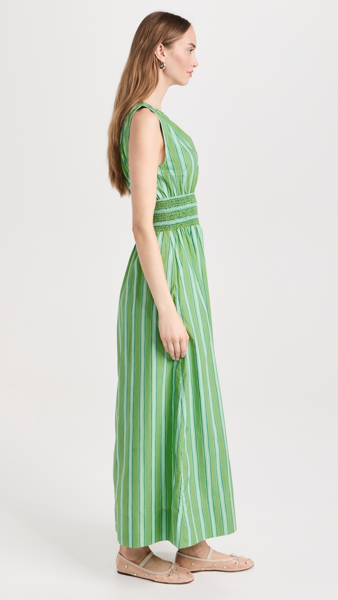 Cira Maxi Dress Akaia Stripe- Green XS