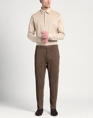 Man Pants Dark brown Size 44 Cotton, Elastane
