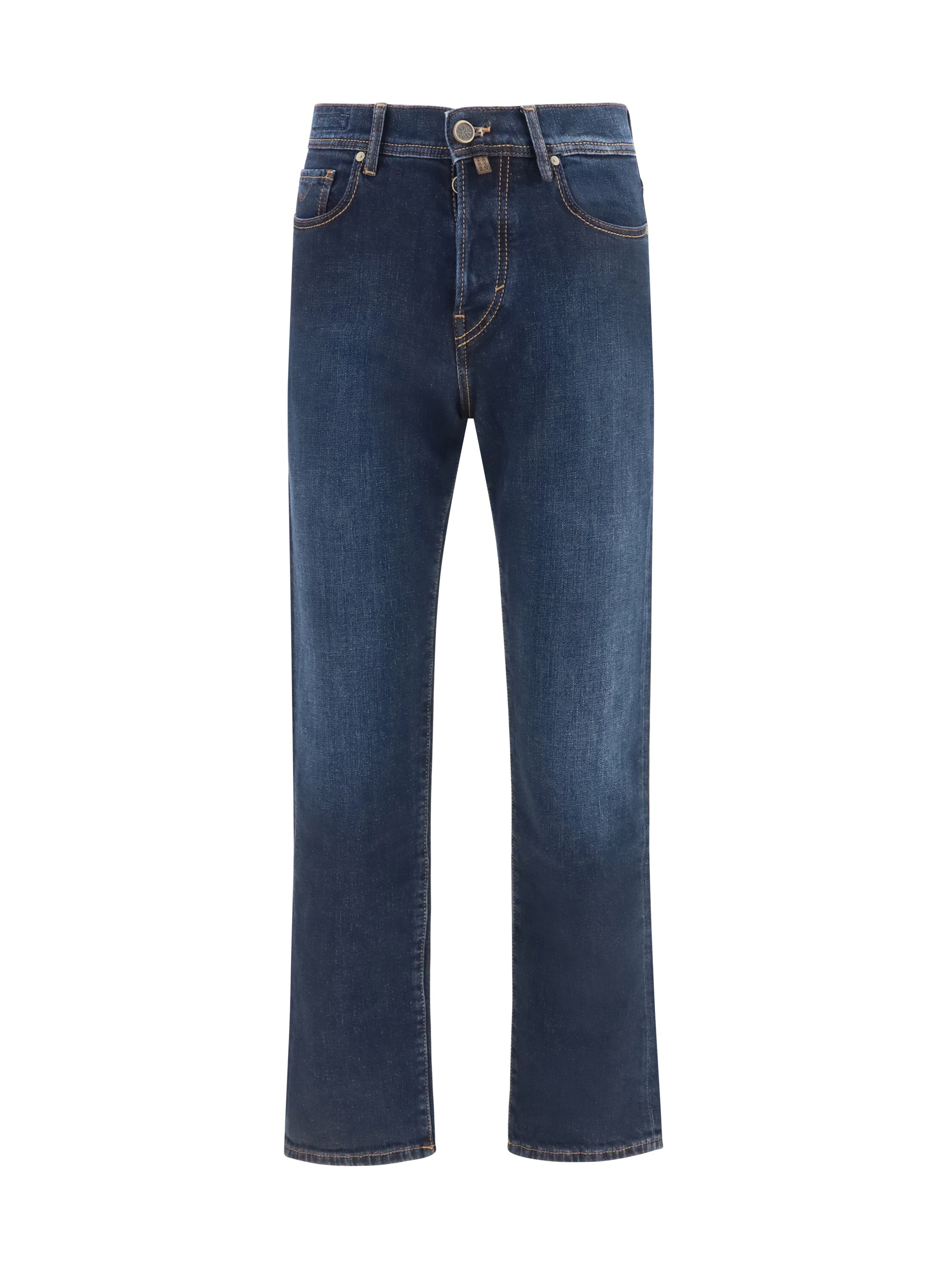 Straight-Leg Denim Jeans — Blue