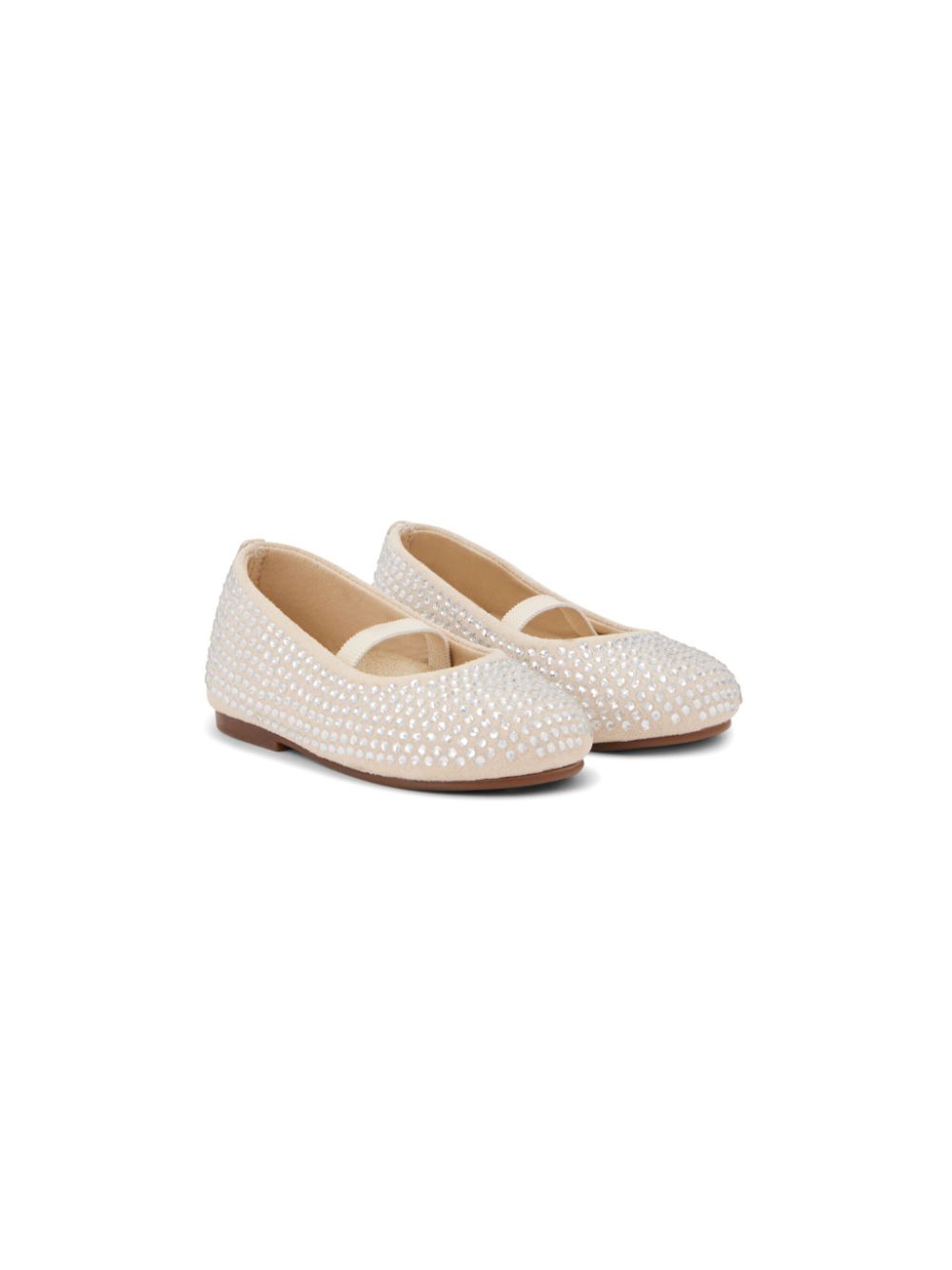 Crystal-embellished suede ballerina shoes - Neutrals