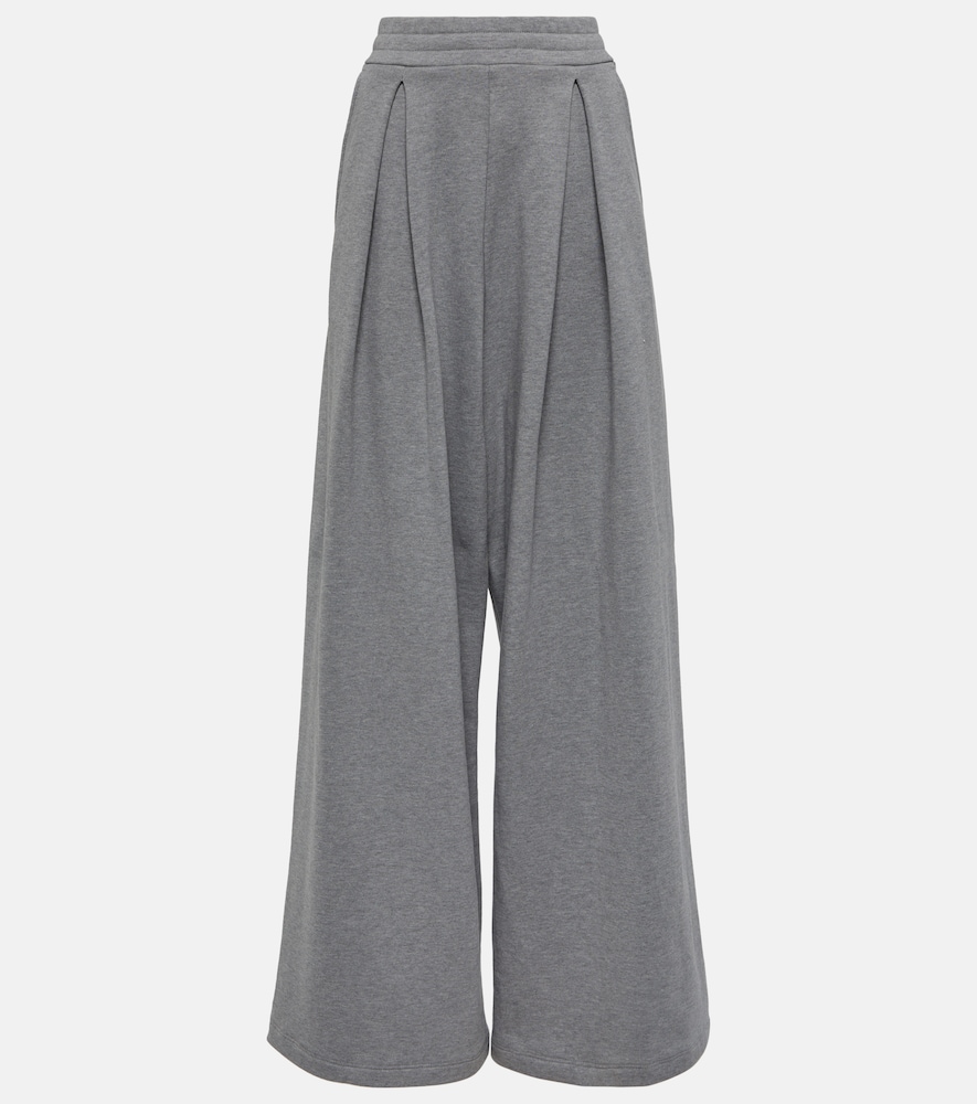 Wide-leg cotton jersey sweatpants