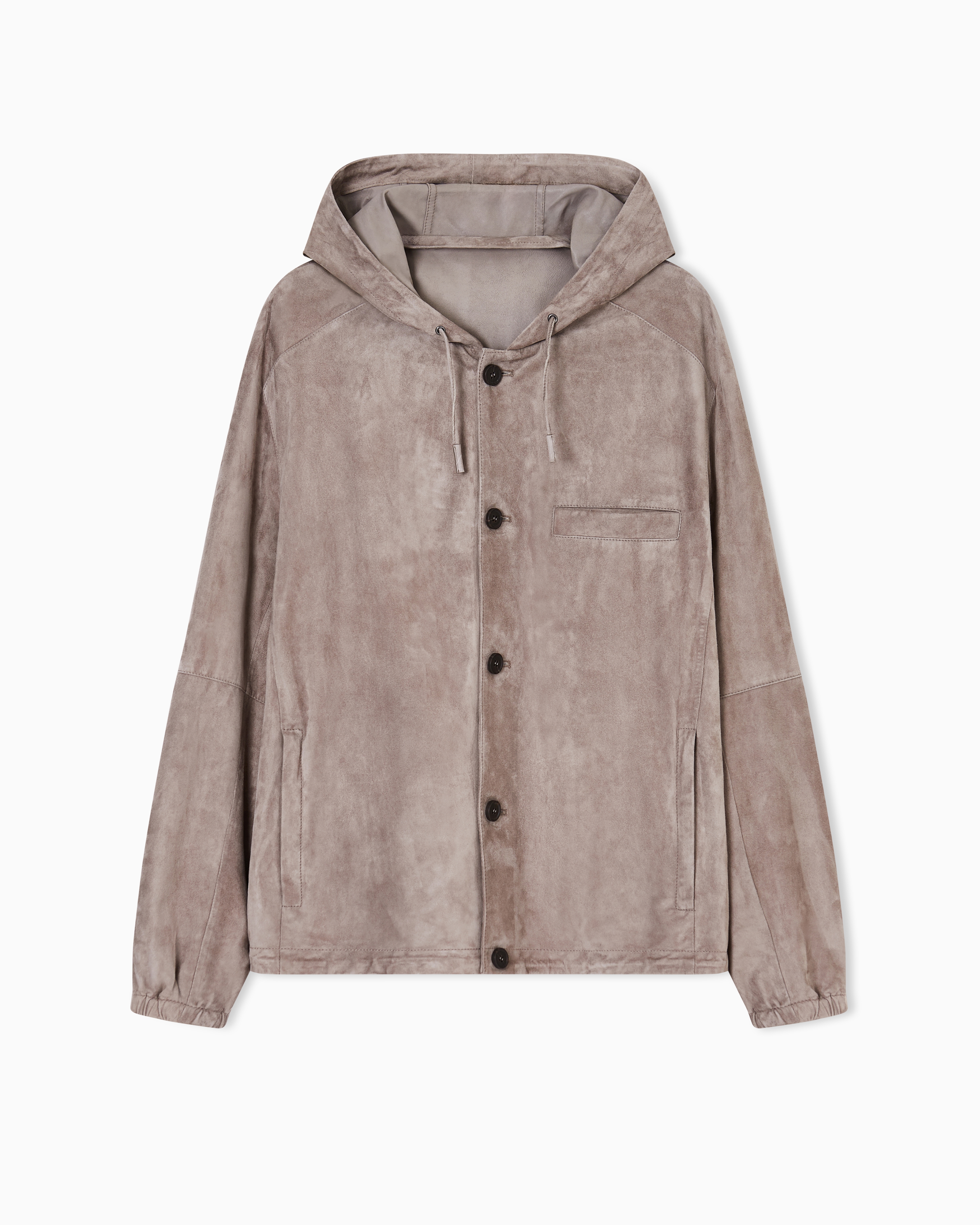 Goat suede blouson with hood