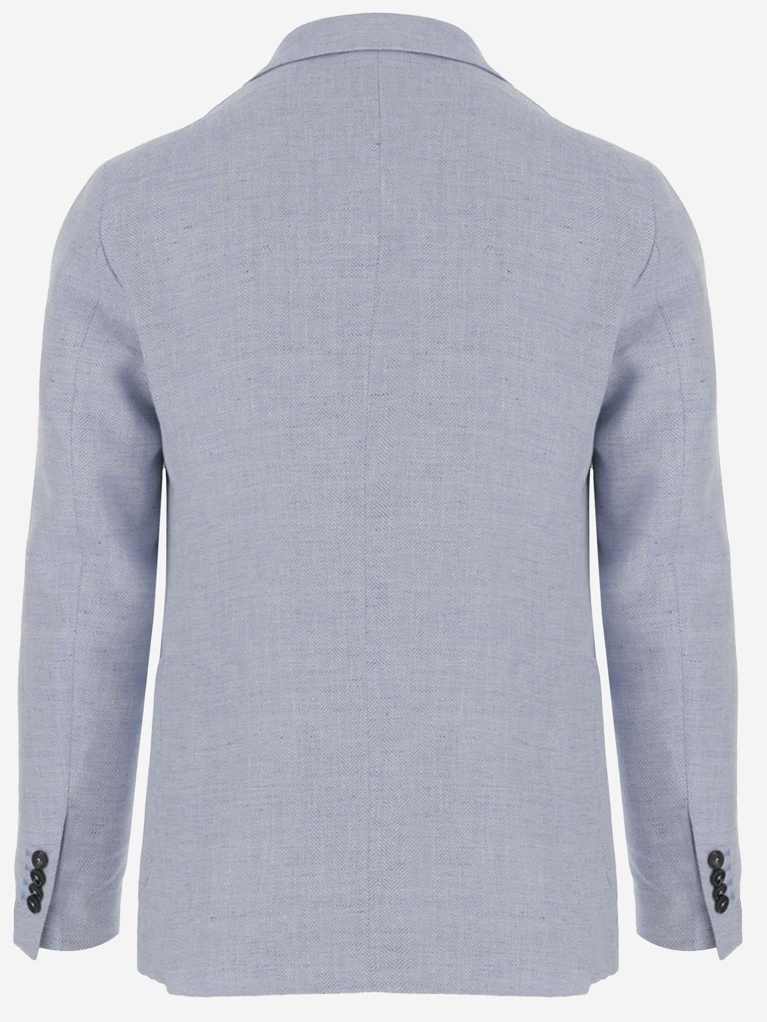 Linen Blend Herringbone Blazer — Blue