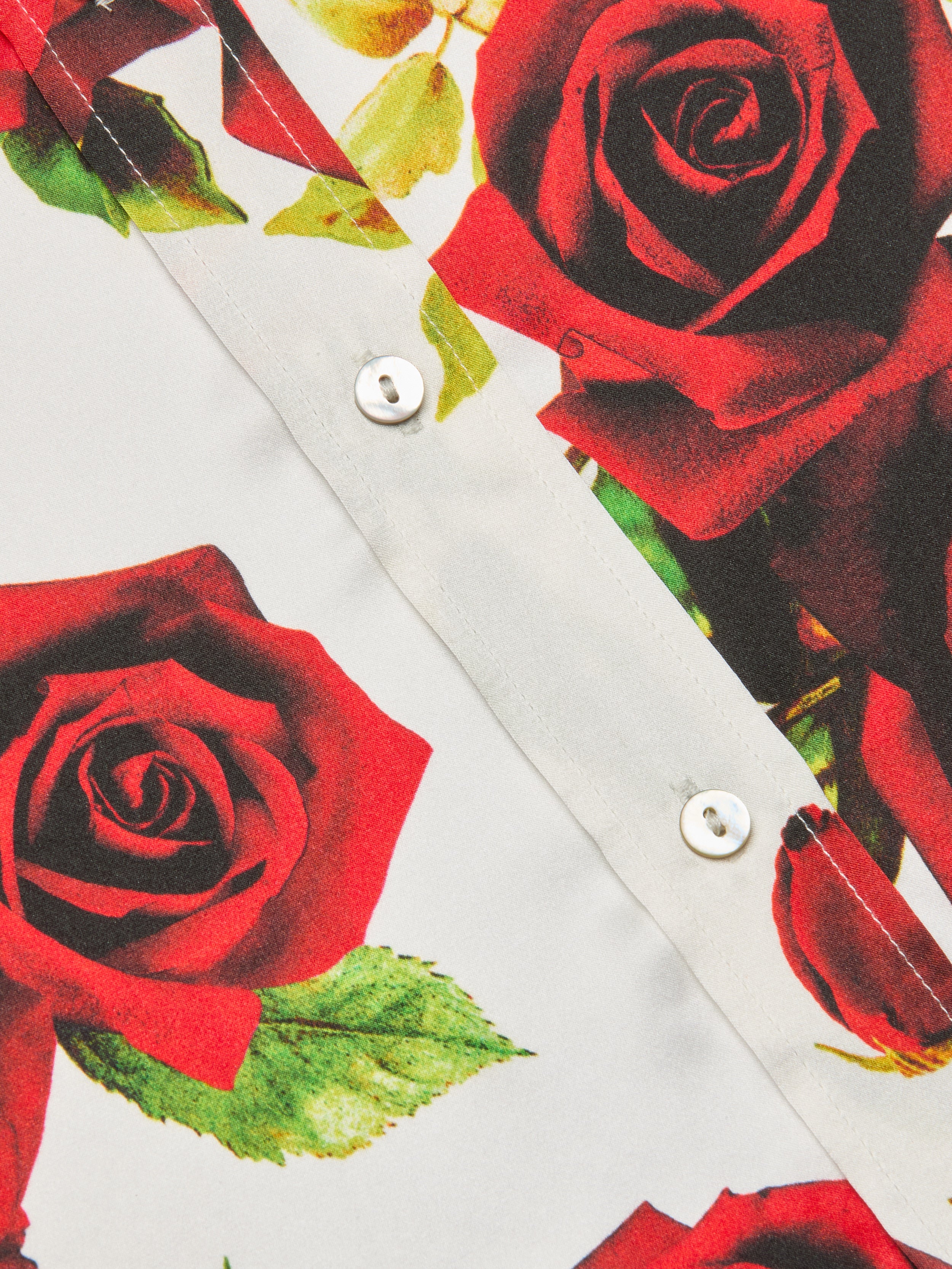 Dani Silk Blouse Top In White/red Romantic Rose
