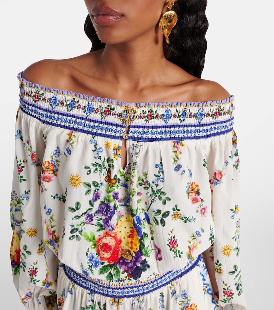 Tiles Darls embellished silk minidress