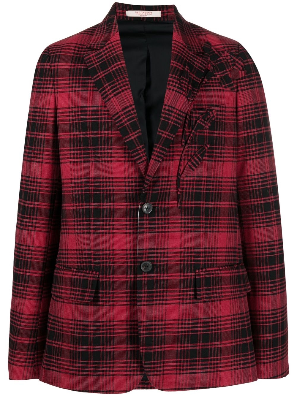 Checked single-breasted blazer - Red