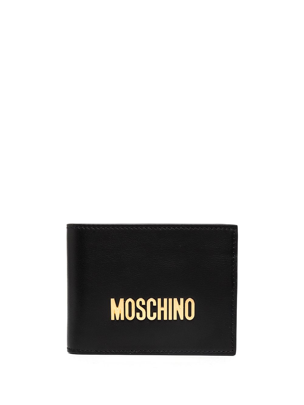 Logo-plaque leather wallet - Black