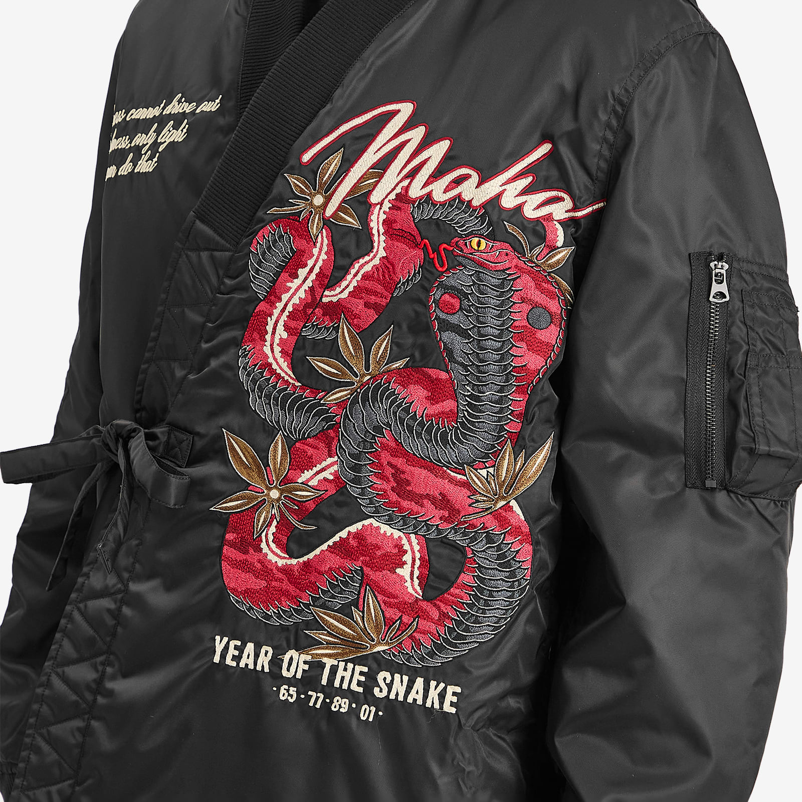 Maharishi Men's Year Of The Snake MA-1 Kimono Jacket in Black