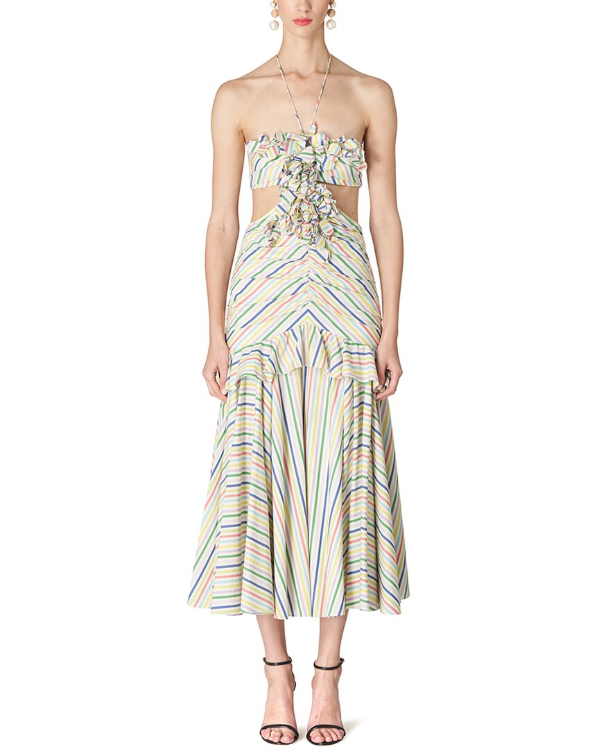 Halter Bandeau Ruffled Edge Midi Dress