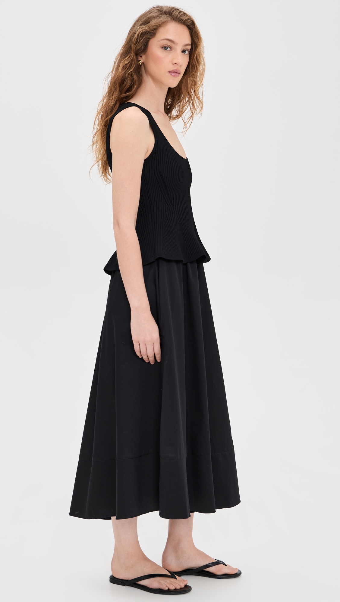 Peplum Combo Dress Black
