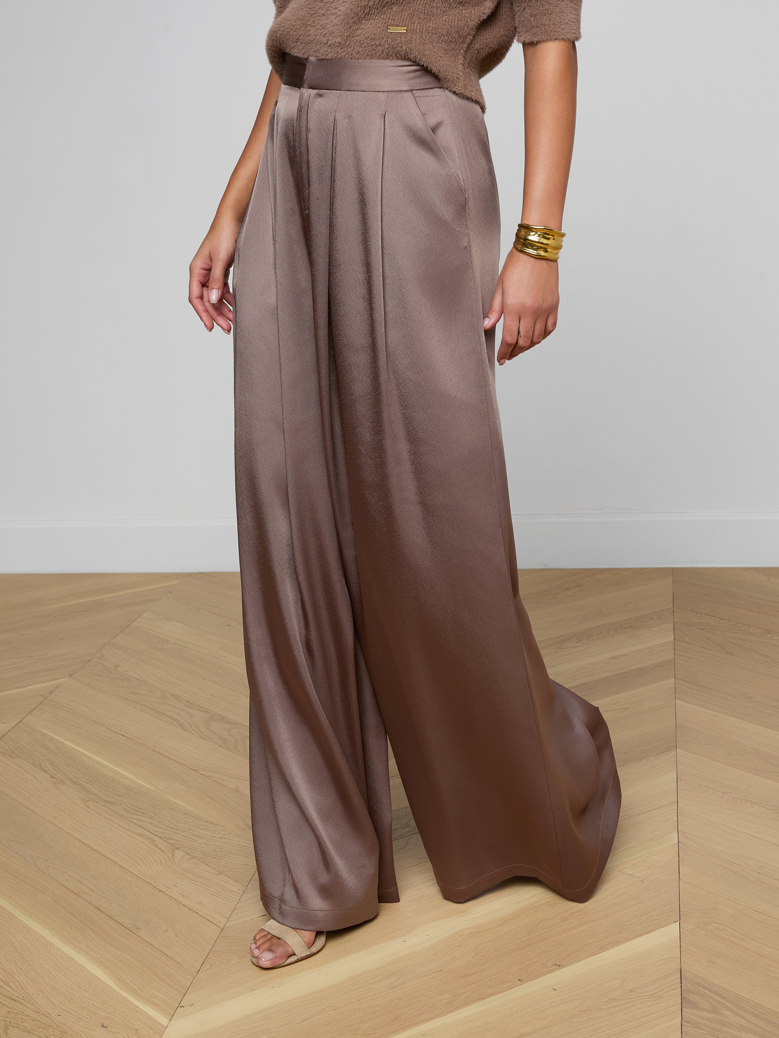 Aubrie Satin Pants In Cardamom