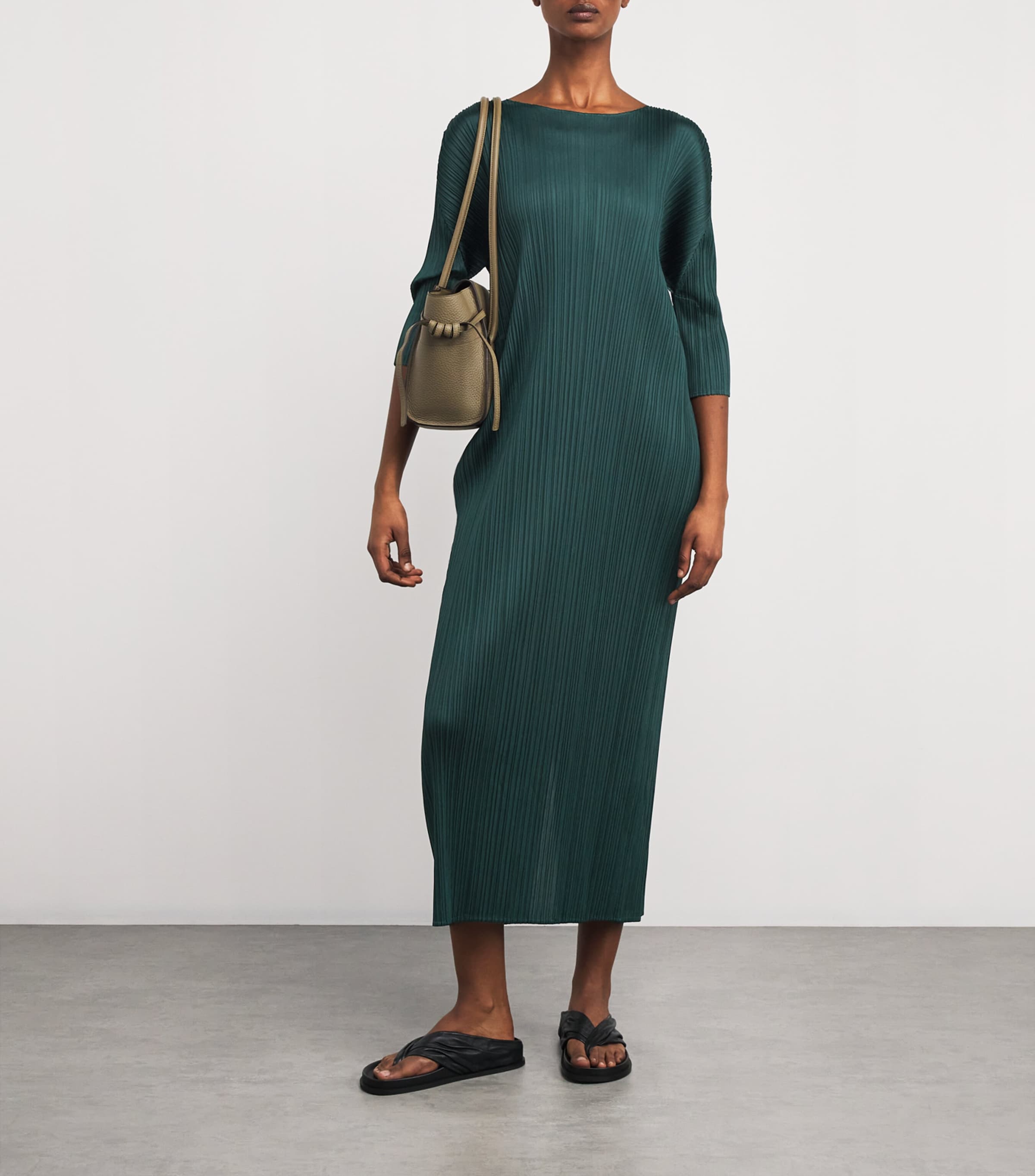 Pleats Please Issey Miyake Merry Bicolor Midi Dress