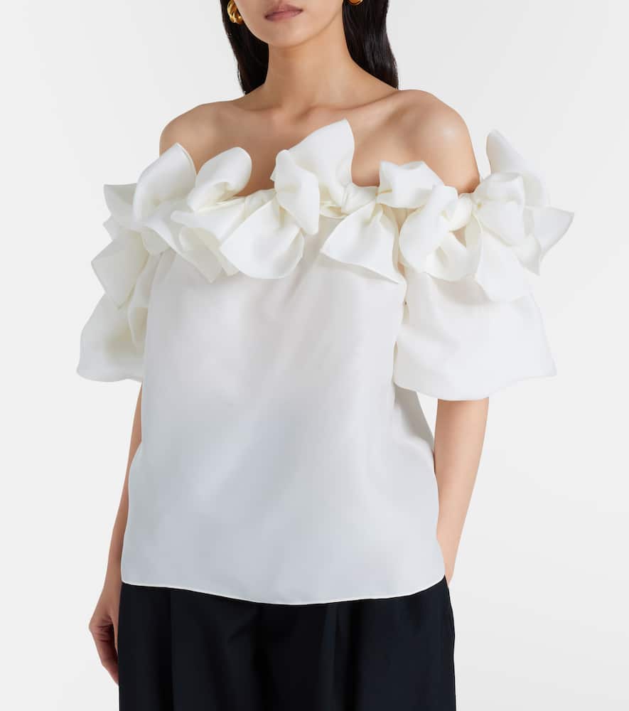 Off-shoulder silk top