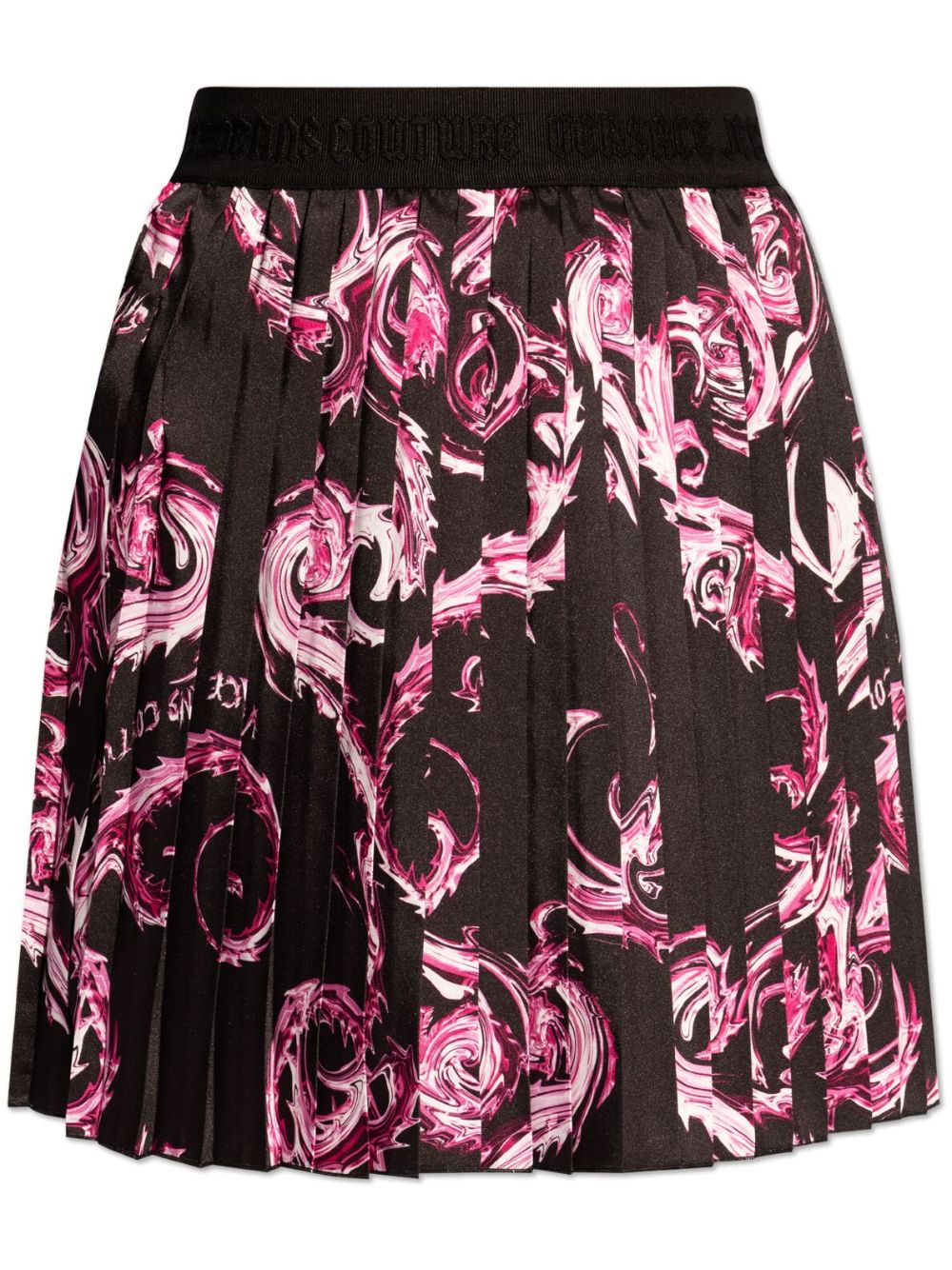Abstract-pattern print mini skirt - Black