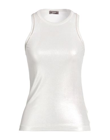 Woman Tank top Silver Size 12 Viscose, Elastane