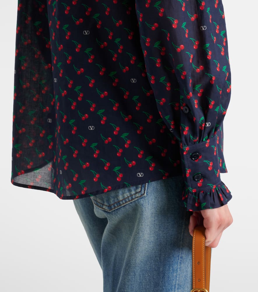 Cherryfic bow-detail cotton muslin shirt