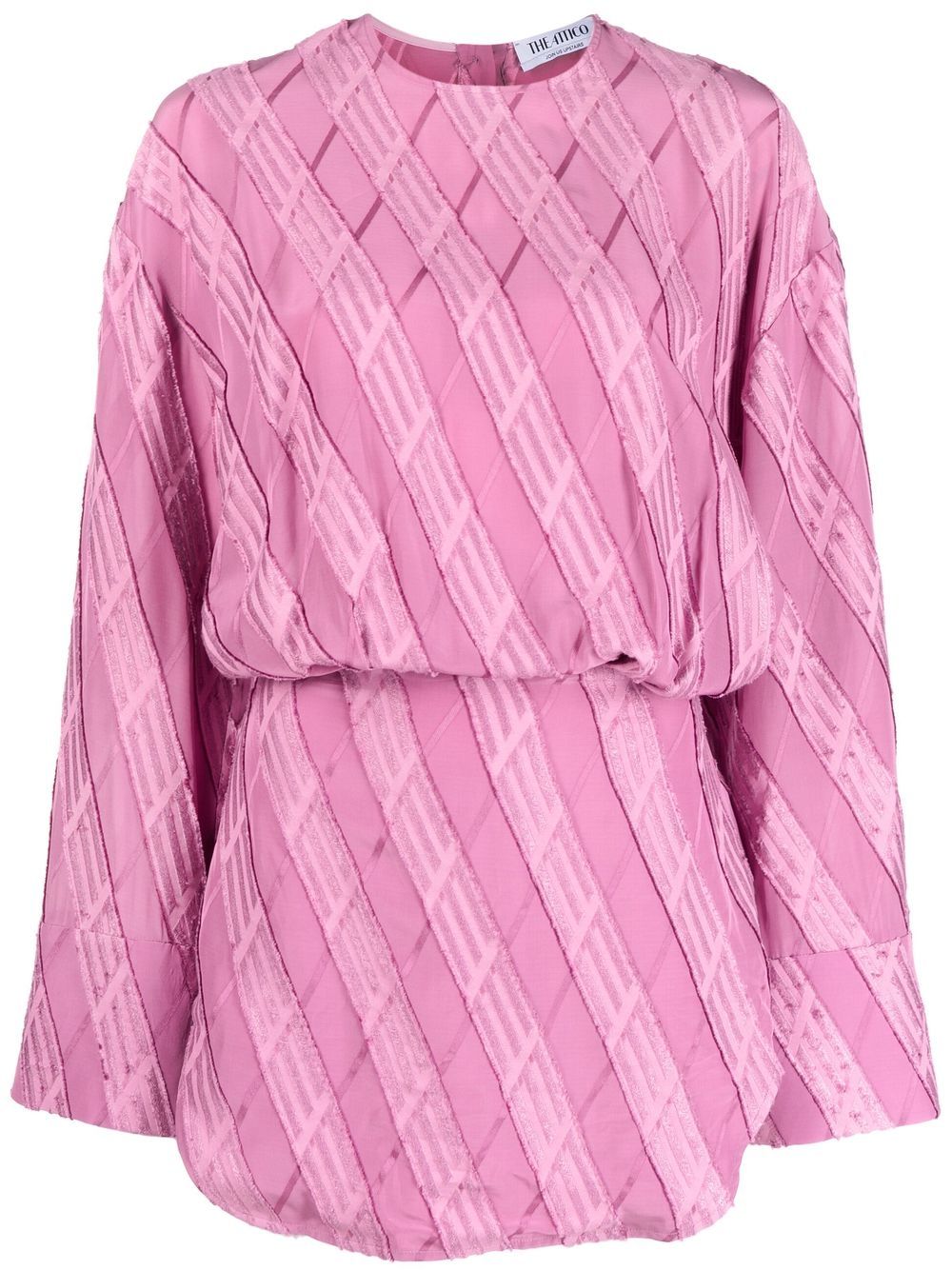 Long-sleeved jacquard dress - Pink